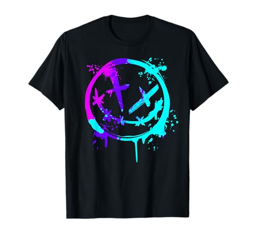Böses Lächeln Gesicht Wasserfarbe Spritzer Silhouette Party T-Shirt von JL Design Media