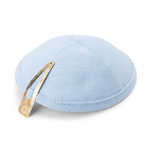 JL Kippha's New Elegant Linen Sky Blue 15cm Kippah Yarmulke Jüdische Kippa Israel Kappe Judaica von JL Kippha's