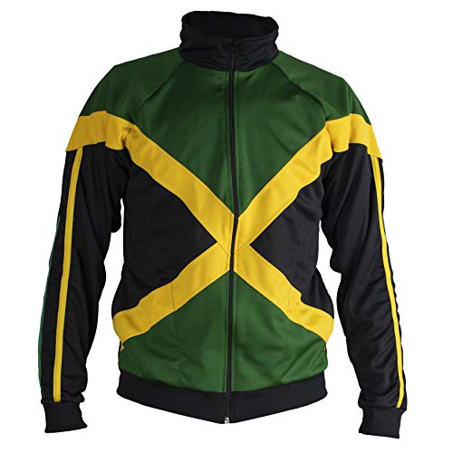 JL Sport Authentic Jamaican Langärmlig Reggae Zip Up Jacke Unisex (Schwarz, Grün und Gelb) - XXL von JL Sport