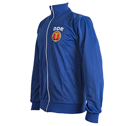 JL Sport Deutsche Demokratische Republik Osten Deutschland DDR 1970's Jahre Retro Fußball Jacke Trainingsanzug mit Reißverschluss Pulli Man Top - Blau, M von JL Sport