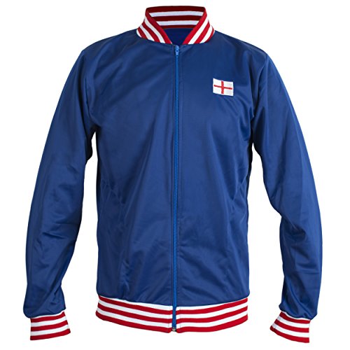 JL Sport England 1966 Retro Fußball Jacke Classic Jahrgang Trainingsanzug Jacke Herren Top-Replica - Blau, L von JL Sport