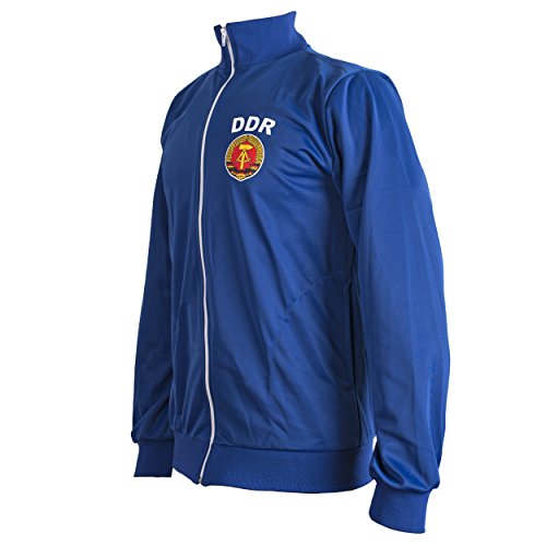 JL Sport Kinder Teen Deutsche Demokratische Republik Ostdeutschland DDR 1970er Retro Fußball Jacke Track Zip Pullover Top Gr. 13-14 Jahre, blau von JL Sport