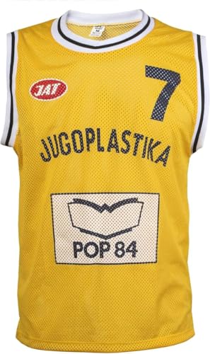 Kroatische Toni Kukoc KK Split Jugoplastika Pop 84 Retro Basketball Play 7 Trikot, gelb, XXL von JL Sport