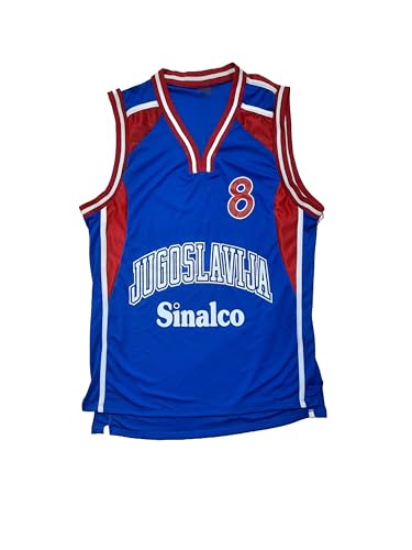 Peja Stojaković 8 Jugoslawien Basketball Blaues Trikot ärmellos Sport Retro XXL von JL Sport