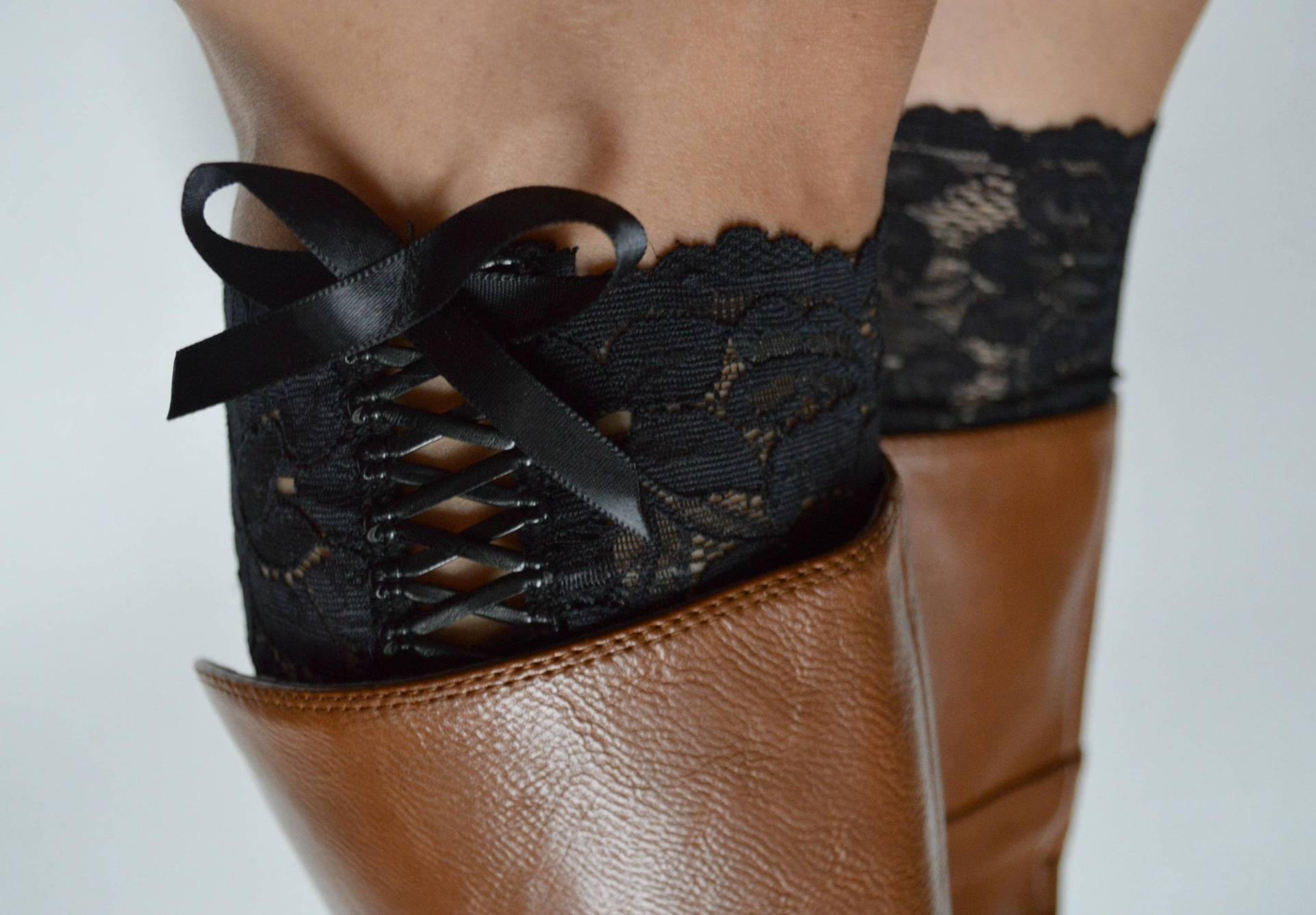 Schwarze Spitze Manschetten, Fliege Binden Blumenspitze Boot Tie Up Zubehör Schwarze Spitze Manschetten, Fliege Binden Blumenspitze Boot Tie Up Zubehör von JLAccessory
