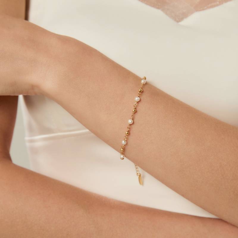 Gold Natürliche Süßwasserperle Armband, Kleine Perle Perlen Einfache Perlenkette, Braut Hochzeit Schmuck Set, Brautjungfer Geschenk von JLCreationJewelry