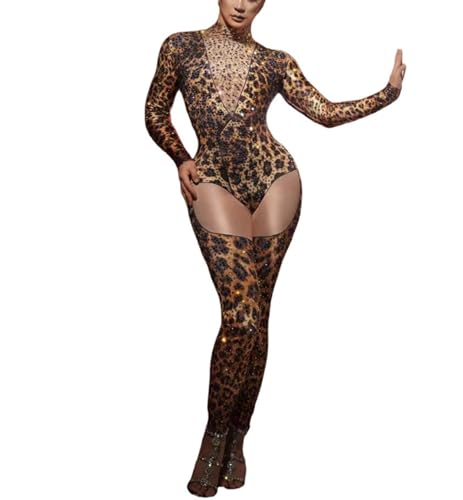 JLDZEBD Sparkle Full Strass Jumpsuit Leopard Print Team Party Geburtstag Trikot Drag Queen Pole Dance Festival Kleidung,Leopard,XL JLDZEBD Sparkle Full Strass Jumpsuit Leopard Print Team Party Geburtstag Trikot Drag Queen Pole Dance Festival Kleidung,Leopard,XL von JLDZEBD