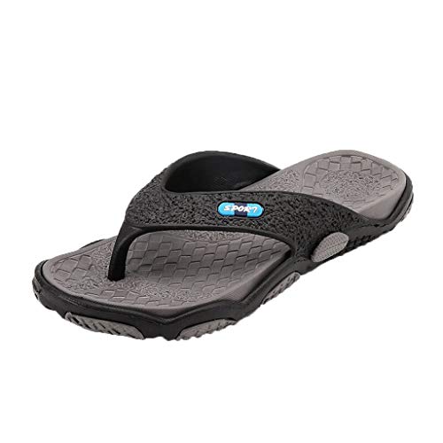 Hausschuhe Herren Schwarz Flip Flops Strandschuhe Sommer Zehensandalen Home Badeschlappen Badezimmer Badelatschen Weiche Sohle rutschfeste Zehentrenner Shower Shoes Strand Sommerschuhe Badeschuhe von JLGY