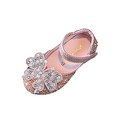 JLGY Mädchen Prinzessin Schuhe Glitzer Sandalen Mädchen Party Kristall Schuhe Bowknot Hochzeitsschuhe Festschuhe Karneval Party Cosplay Schuhe Klett Kostüm Zubehör Schuhe Pink von JLGY