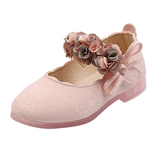 JLGY Mädchen Prinzessin Schuhe Glitzer Sandalen Party Kristall Bowknot Hochzeitsschuhe Festschuhe Karneval Cosplay Klett Kostüm Zubehör Schuhe, Z10rosa, 31 EU von JLGY