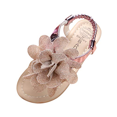 JLGY Sandalen Mädchen Flache Sandalen Sommerschuhe Kinder Strandschuhe Prinzessin Schuhe Zehentrenner Zehensandalen Blumen Badesandalen Sport Sandalen Elastizität Pantoletten von JLGY