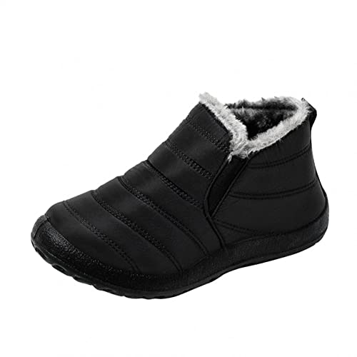 JLGY Snow Boots Herren Schneestiefel Stiefeletten Damen Thermostiefel Plus Samt Winterstiefel Winter Warme Gefüttert Baumwollschuhe Flache Ankle Unisex, Z03schwarz, 42 EU von JLGY