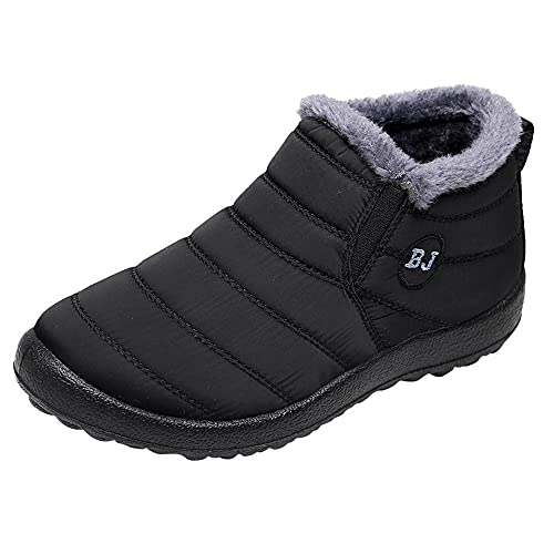 JLGY Wasserdicht Stiefeletten Damen Schwarz Schneestiefel Herren Winterstiefel Snow Boots Winter Warme Gefüttert Thermostiefel Unisex Plus Samt Baumwollschuhe Winterthermostiefel von JLGY