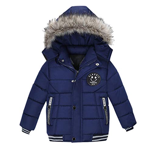 JLGY Kinder Daunenjacke Winterjacke Jungen Baumwollmantel Kapuzenjacke Warme Kinderjacke Winterkleidung Mädchen Schneeanzug mit Kapuze Winddicht Reißverschlussmäntel Puffer jacke, Marine von JLGY