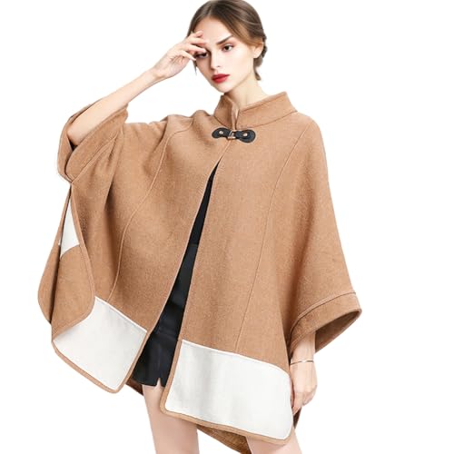 JLNYKADA Damen Winter Umhang Strickjacke Warm Kunstpelz Mäntel Poncho Cape Open Front Strickjacke Kleidung Outwear Poncho Robe (Braun) von JLNYKADA