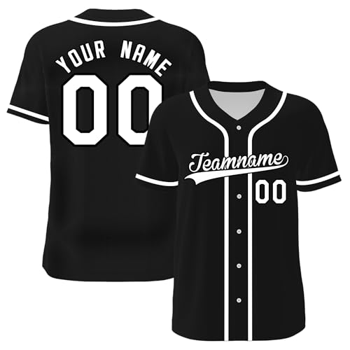 Baseball Trikots Shirt Personalisiert, Personalisierte Button-Down Baseball-Shirts, Individuelle Baseball-Shirts für MäNner, Frauen, Jugendliche, Druck-Namennummern Baseball Jersey Shirt von JLSKCN