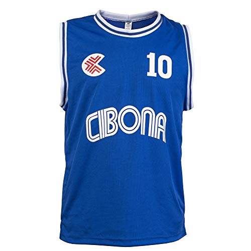 Classic Dražen Petrovic KK Cibona Zagreb Retro Basketball League Play 10 Trikot Gr. L, blau von JL Sport