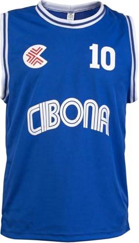 Classic Dražen Petrovic KK Cibona Zagreb Retro Basketball League Play 10 Trikot, blau, S von JL Sport