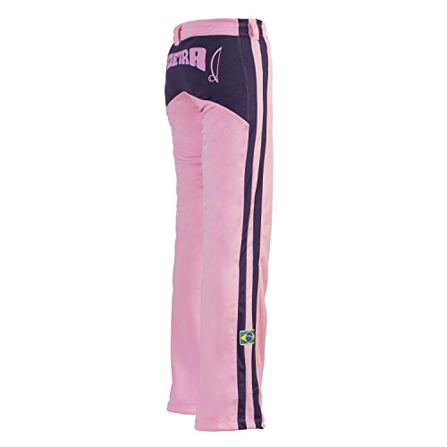 JL Sport Authentic Brasilianische Capoeira Damen Kampfsport Hose (Rosa mit Berimbau Aufdruck Along Rückseite) - Rosa, Small von JL Sport