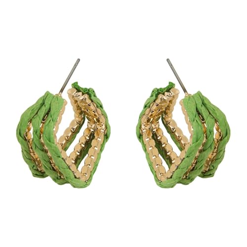 JLTPH Boho-Raffia-Ohrringe Für Frauen – Handgewebte Sonnenblumen-Sommerohrringe, Leichte Ohrringe Im Bohemian-Chic-Stil, Hippie-Schmuck Für Strandhochzeiten Und Festivals(Grassgreenearrings) von JLTPH