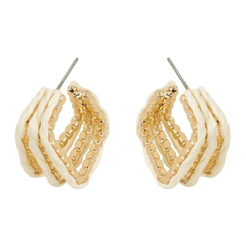 JLTPH Boho-Raffia-Ohrringe Für Frauen – Handgewebte Sonnenblumen-Sommerohrringe, Leichte Ohrringe Im Bohemian-Chic-Stil, Hippie-Schmuck Für Strandhochzeiten Und Festivals(Off-whiteearrings) von JLTPH