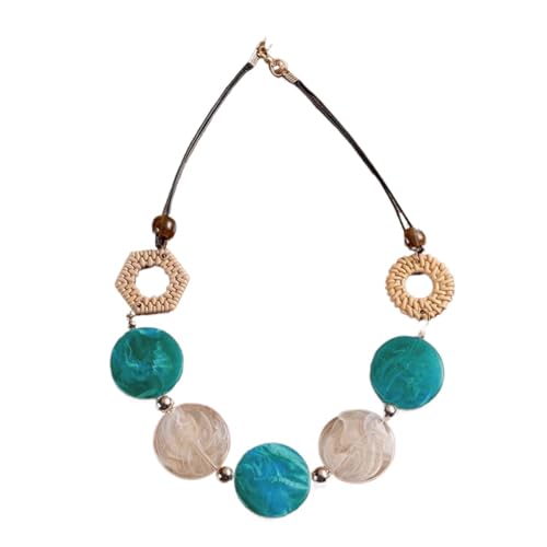 JLTPH Boho-Webkette Für Damen – Anhänger Aus Acryl In Rattanoptik, Auffälliges Statement-Stück In Y2K-Farben, Leichte Sommerkette Zum Kombinieren(Green) von JLTPH