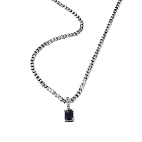 JLTPH Cuban Link Kette Halskette Für Frauen - Versilbert Blau Zirkon Anhänger, Hip Hop Iced Out Choker, Trendy Geschichteten Schmuck Geschenk Für Geburtstag Party Club Tragen JLTPH Cuban Link Kette Halskette Für Frauen - Versilbert Blau Zirkon Anhänger, Hip Hop Iced Out Choker, Trendy Geschichteten Schmuck Geschenk Für Geburtstag Party Club Tragen von JLTPH