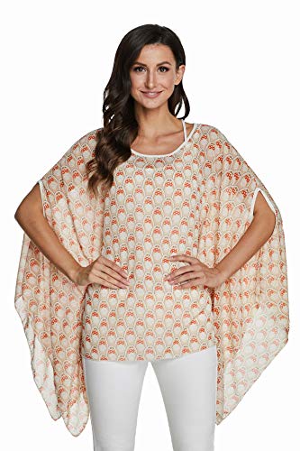 JLTPH Damen Chiffon Böhmen Tunika Blusen Boehmen Blumen Bluse Damen Boho Bluse Batwing Damenbluse Kurzarm Chiffon Shirt Fledermaus Tops (Ohne Weste) von JLTPH