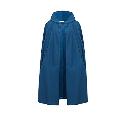 JLTPH Damen Herbst Winter Maxi Lose Umhang mit Kapuze Mantel Poncho Kap Strickpulli Longstrickjacke Trenchcoat Outwear (L, Blau - kurz) von JLTPH