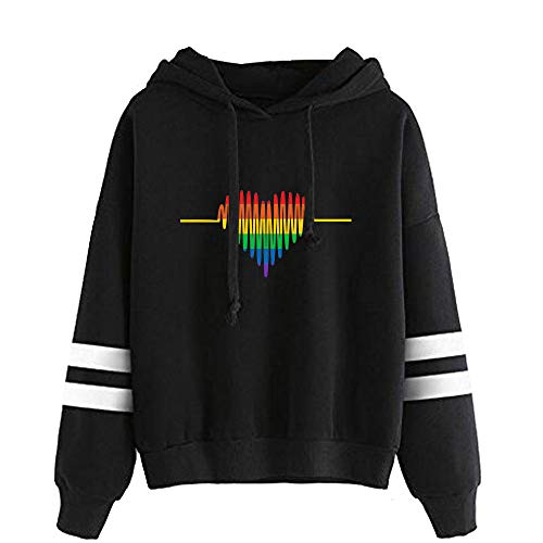 JLTPH Damen LGBT Gay Lesbian Pride Regenbogen Herz Drucke Kapuzenpullover Oversize Pullover Pulli Langarm Sweatshirt Kapuzenpulli Tops von JLTPH