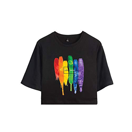 JLTPH Donna LGBT T-Shirt Regenbogendruck Kurzarm Crop Top T-Shirt Tops Oberteile von JLTPH