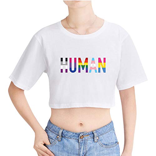 JLTPH Donna LGBT T-Shirt Regenbogendruck Kurzarm Crop Top T-Shirt Tops Oberteile von JLTPH