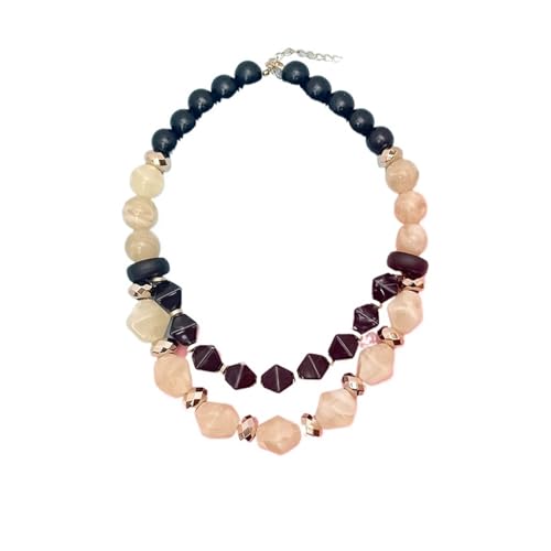 JLTPH Doppelschichtige Perlenkette Für Damen – Handgefertigte Acryl-Boho-Kette, Y2K-Lagen-Statement-Schmuck, Leichtes Sommer-Modeaccessoire von JLTPH