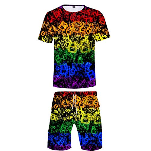 JLTPH Herren LGBT Rainbow Flag 3D Gedruckt Kurzarm T-Shirt und Kurze Hose 2 Stücke Einstellen Beiläufig Sommer Fitness Kleidung Sportbekleidung von JLTPH