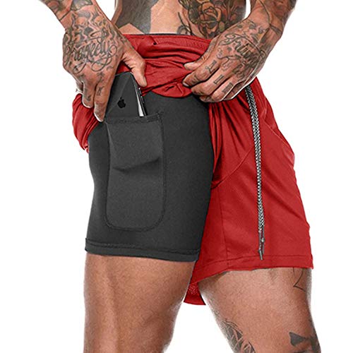 JLTPH Herren Shorts Sport Sommer 2 in 1 Kurze Hosen mit Tasch Schnelltrocknende Laufshorts Fitness Joggen und Training Sporthose von JLTPH