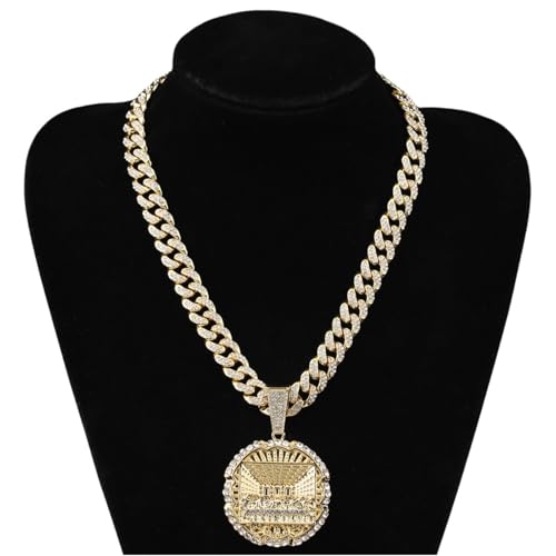 JLTPH Kubanische Gliederkette Für Männer Und Frauen – Edelstahlkette Mit CZ-Anhänger, Glitzernder Hip-Hop-Schmuck, Unisex-Luxus-Mehrlagenkette von JLTPH