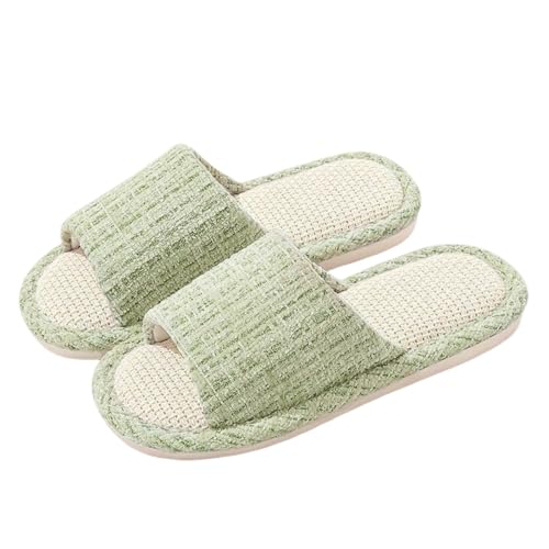 JLTPH Leinen Pantoffeln Japanische Minimalistische Hausschuhe- Unisex Atmungsaktive Hausschuhe Für Frauen & Männer, Rutschfeste Japanische Minimalistische Sandalen(Green,40-41) von JLTPH