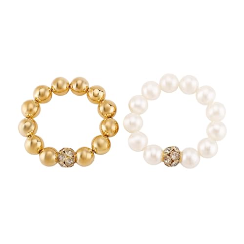 JLTPH Perlenschmuck-Set Für Damen – Halskette Und Armband Mit Kunstperlen, Minimalistisches Mehrreihiges Set, Klassische, Zierliche, Stapelbare Accessoires(B2992Bracelet) von JLTPH