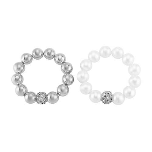 JLTPH Perlenschmuck-Set Für Damen – Halskette Und Armband Mit Kunstperlen, Minimalistisches Mehrreihiges Set, Klassische, Zierliche, Stapelbare Accessoires(B2993Bracelet) von JLTPH