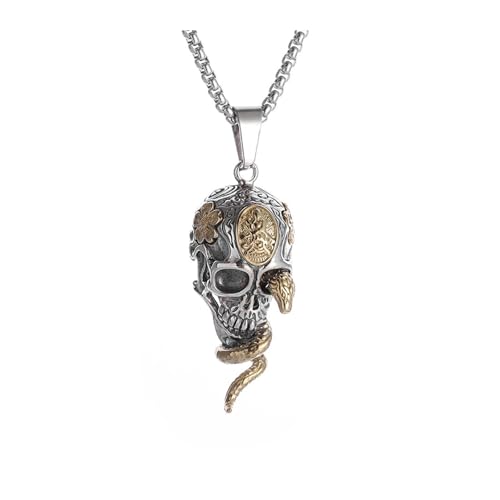 JLTPH Skull Snake Wrap Anhänger Halskette - Gothic Hip Hop Ketten Für Männer Frauen, Dark Punk Rock Schmuck, Einzigartiges Streetwear Accessoire, Edelstahl Gothic Halskette JLTPH Skull Snake Wrap Anhänger Halskette - Gothic Hip Hop Ketten Für Männer Frauen, Dark Punk Rock Schmuck, Einzigartiges Streetwear Accessoire, Edelstahl Gothic Halskette von JLTPH