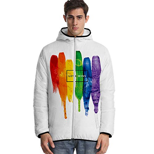 JLTPH Unisex LGBT Wattierte Jacke mit Kapuze Love is Love Regenbogen 3D-Farbdruck Zip Langarm Warme Steppjacke Jacket Sweatshirt Pullover Winter Hoodie Mantel von JLTPH