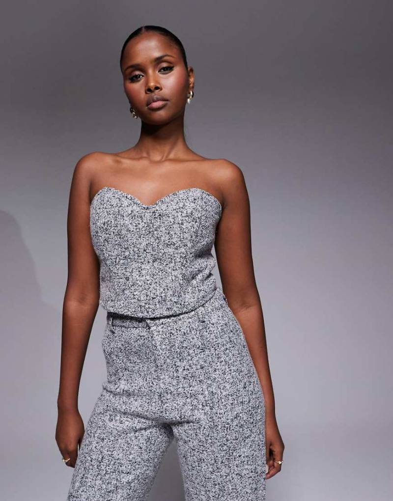 JLUXLABEL - All You Need - Trägerloses Korsett-Oberteil in Tweed-Grau, Kombiteil von JLUXLABEL