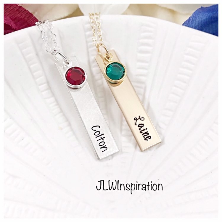 Personalisierte Geburtsstein Halskette Sterling Silber Oder Gold Filled von JLWInspiration