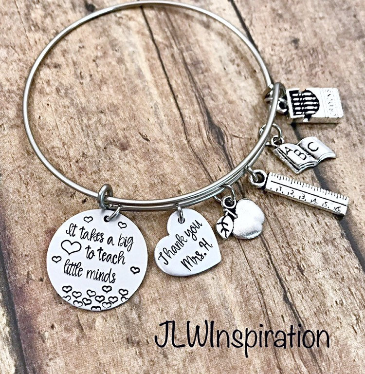 Personalisierter Lehrer Armreif Herzliches Dankeschön Geschenk von JLWInspiration