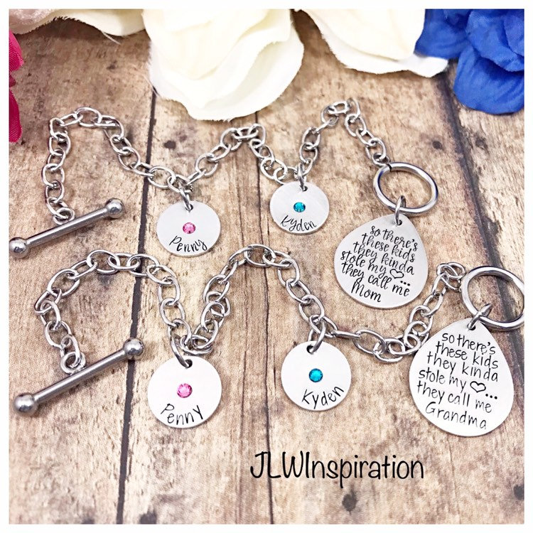 Personalisiertes Namensarmband Für Kinder Geburtsstein Kristall, Edelstahl Knebel von JLWInspiration