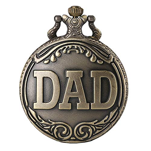 CokinkiDs Herren Papa Taschenuhren Bronze zu Meinem Vater Quarz Fob Uhren mit Kettenanhänger Anhänger für Männer Papa Geburtstag Vatertagsgeschenke von CokinkiDs