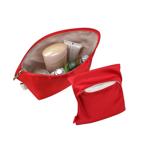 JLYZ Moon Reise-Make-up-Tasche, Seiden-Kosmetiktasche, Reise-Kulturbeutel, Organizer, niedliche Make-up-Pinsel, ästhetisches Zubehör, Aufbewahrungstasche für Damen, Rouge Garance von JLYZ Moon