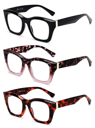 JM 3 Pack Übergroße quadratische Lesebrille für Damen, modische, blaues Licht blockierende Computerlesebrille im Oprah-Stil+2.5 JM 3 Pack Übergroße quadratische Lesebrille für Damen, modische, blaues Licht blockierende Computerlesebrille im Oprah-Stil+2.5 von JM