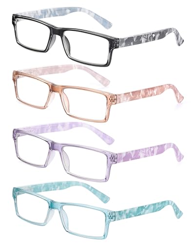 JM 4 Pack Lesebrille Damen Federscharniere Gute Brillen Hochwertig Rechteckig Komfortabel Frauen Lesehilfe +2.0 JM 4 Pack Lesebrille Damen Federscharniere Gute Brillen Hochwertig Rechteckig Komfortabel Frauen Lesehilfe +2.0 von JM