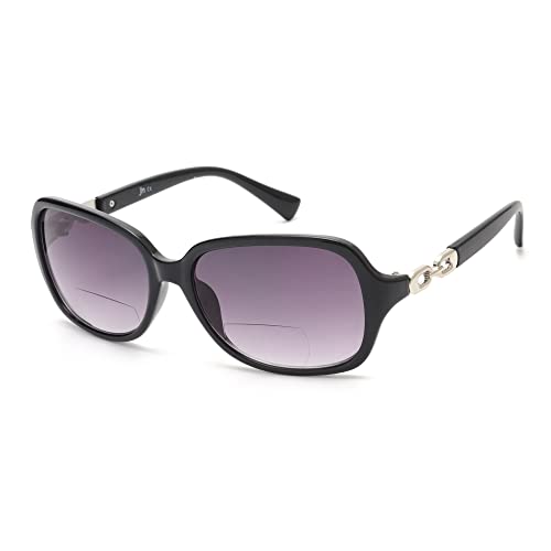 JM Bifokale Lesebrille für Damen Vintage-Lesebrille UV-Schutz für den Außenbereich Schwarz +2,0 von JM